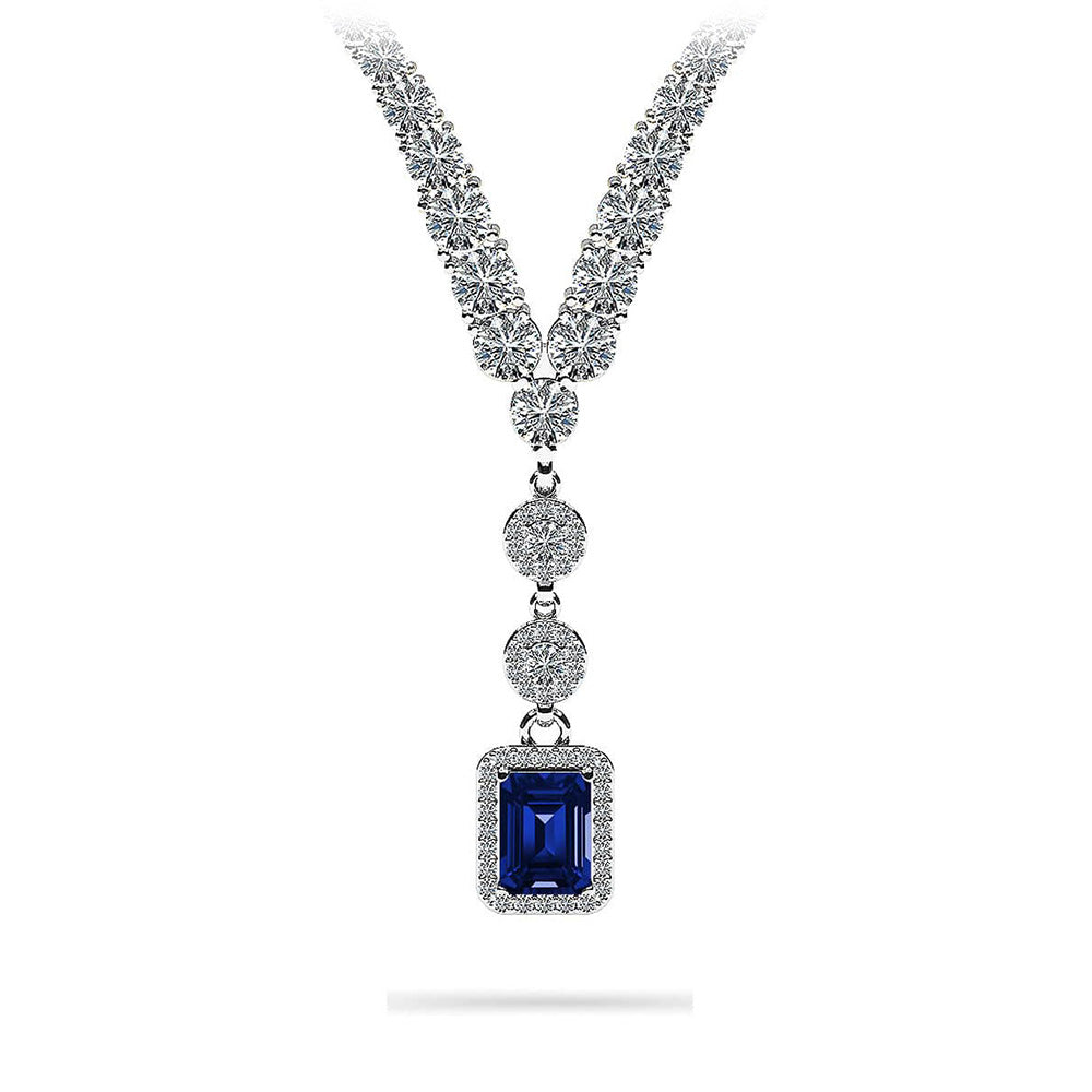 Extravagant Gemstone Pendant 4 Prong V Necklace