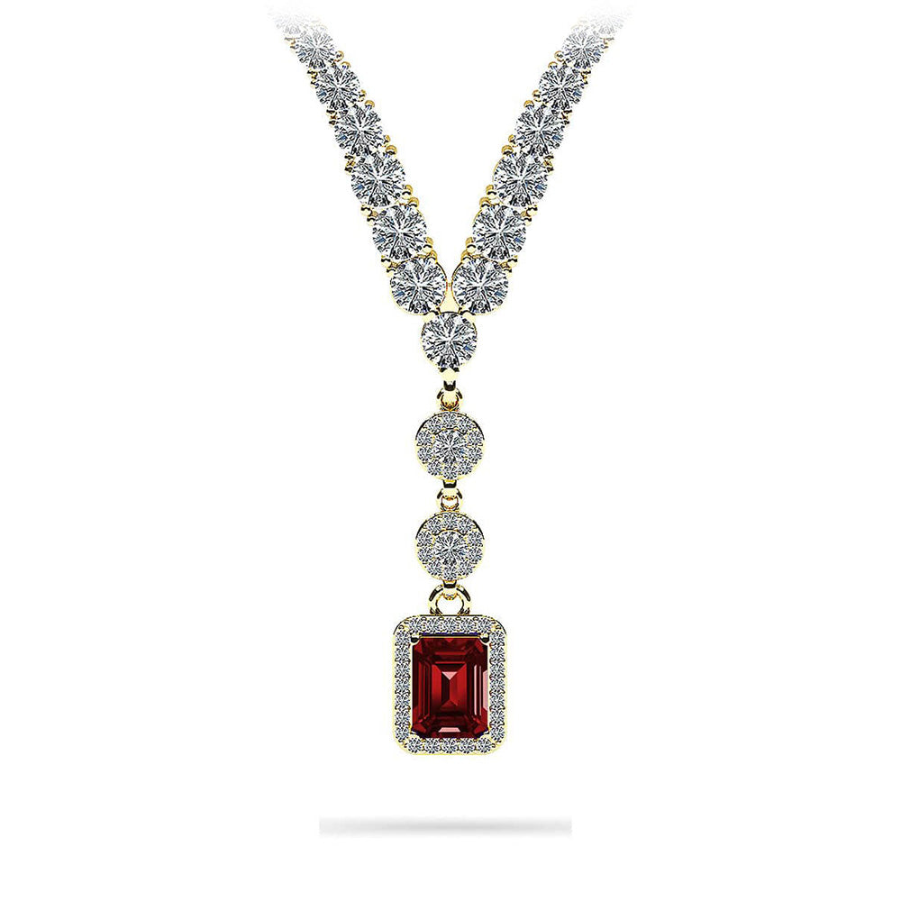 Extravagant Gemstone Pendant 4 Prong V Necklace