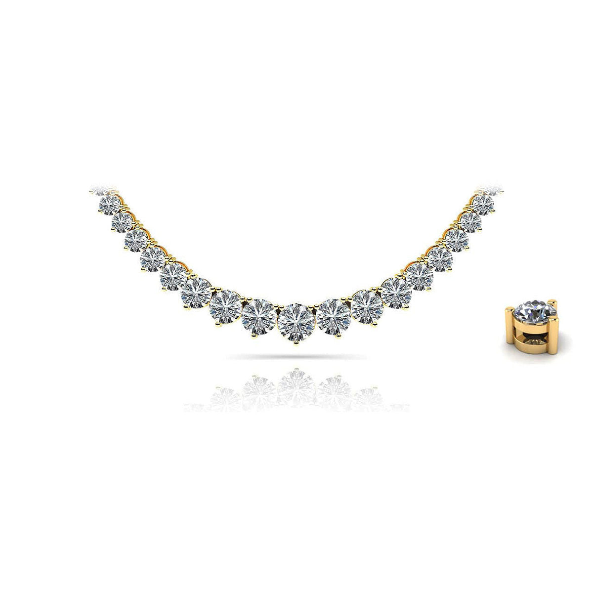 Graduated Shiny Link Diamond Necklace
