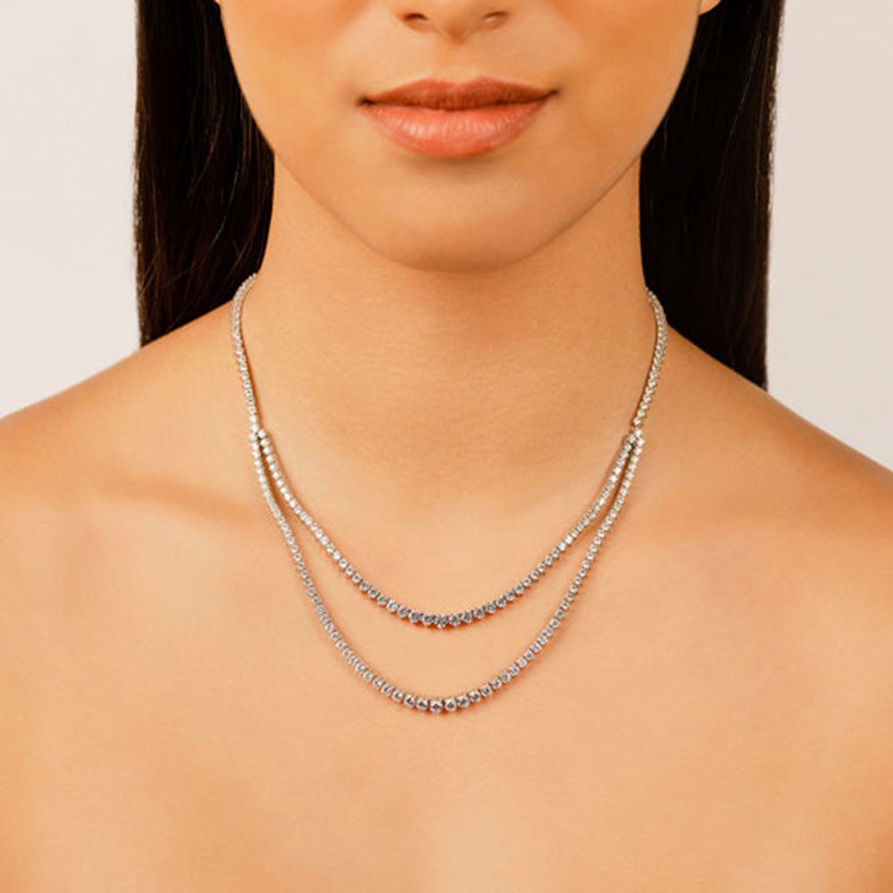 3 Prong Double Strand Graduated Diamond Necklace