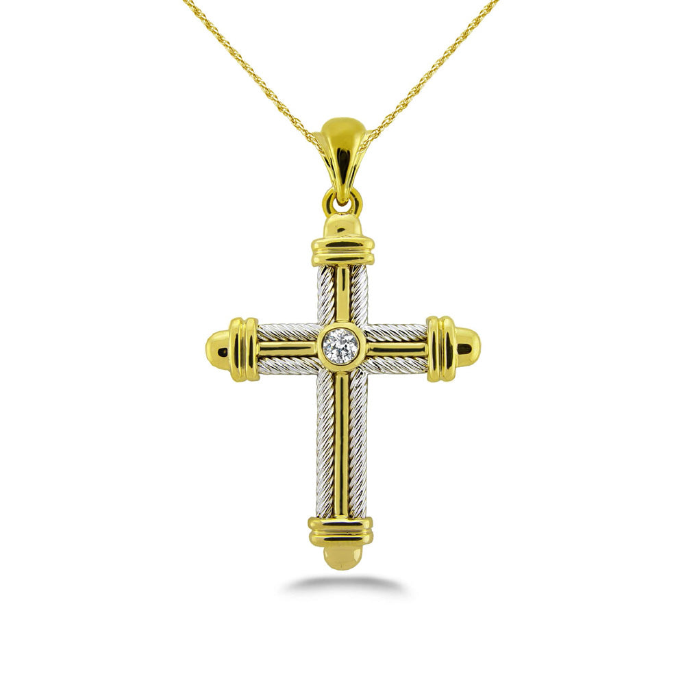 Round Edge Diamond Cross Pendant Necklace