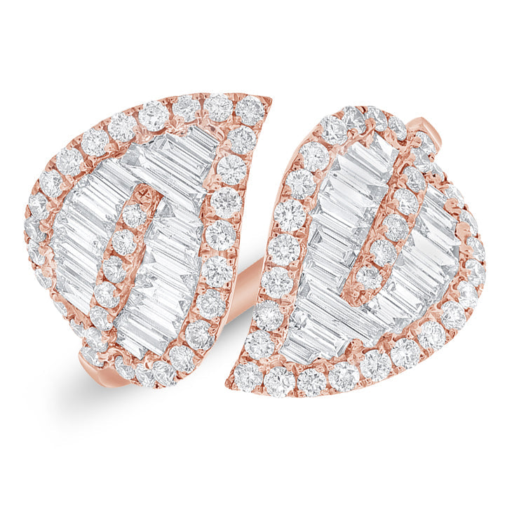 Diamond Baguette Crossover Leaf Ring