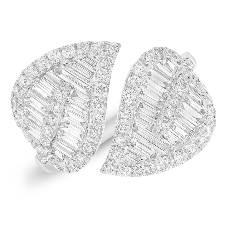 Diamond Baguette Crossover Leaf Ring