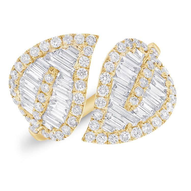 Diamond Baguette Crossover Leaf Ring