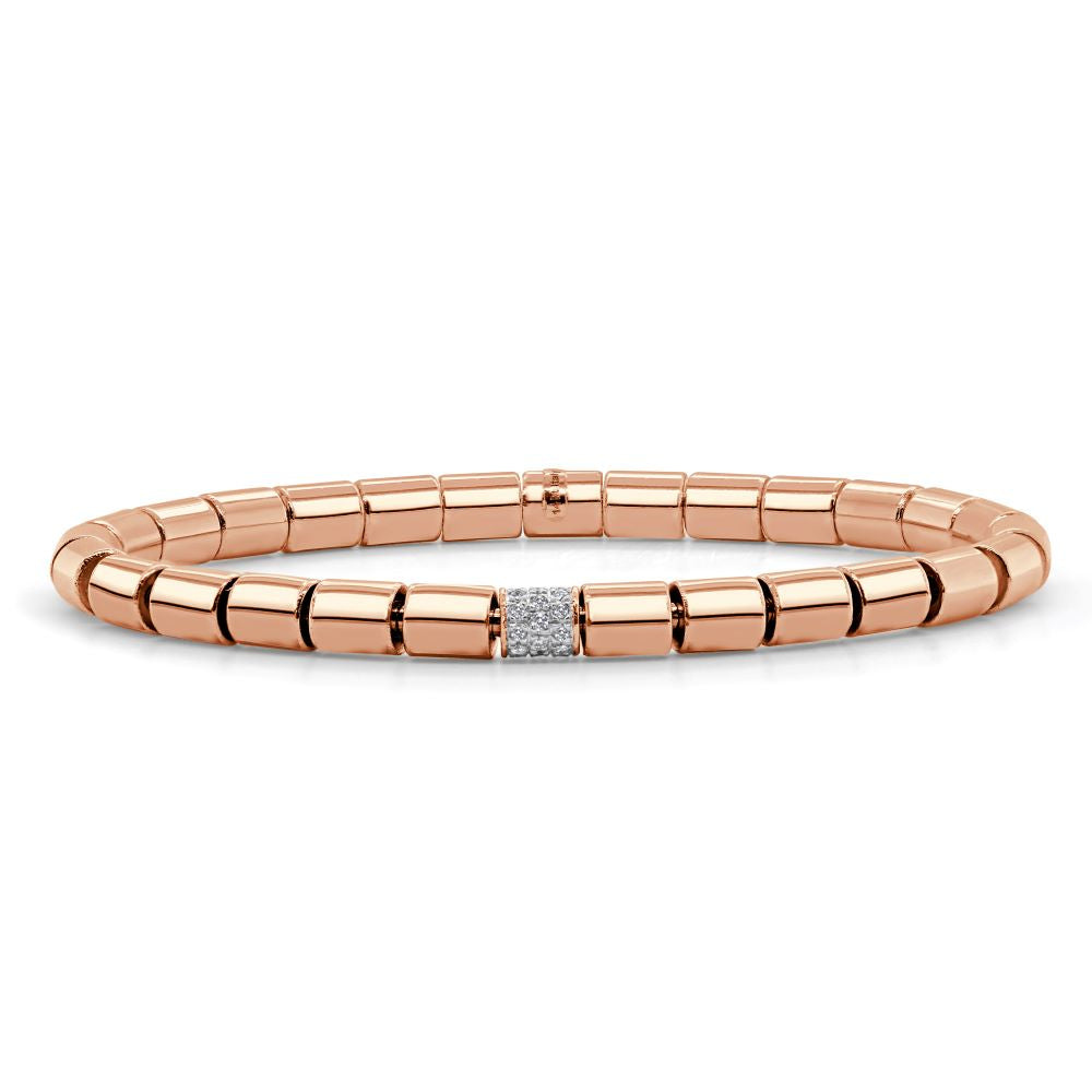 Solid Barrel Bead Stretch Diamond Bangle - 5mm