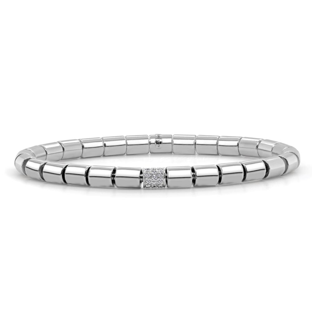 Solid Barrel Bead Stretch Diamond Bangle - 5mm