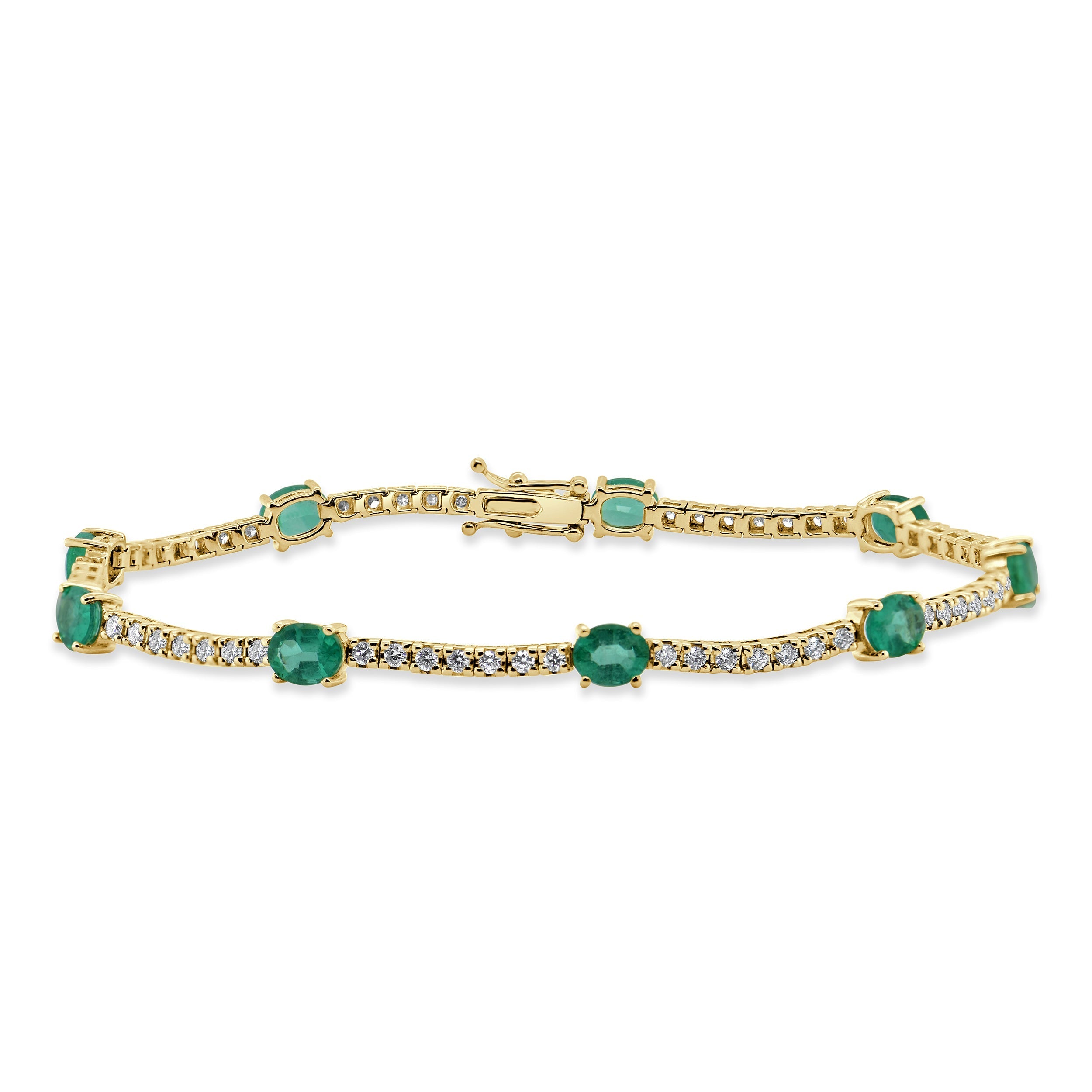 Diamond Emerald Station Tennis Bracelet