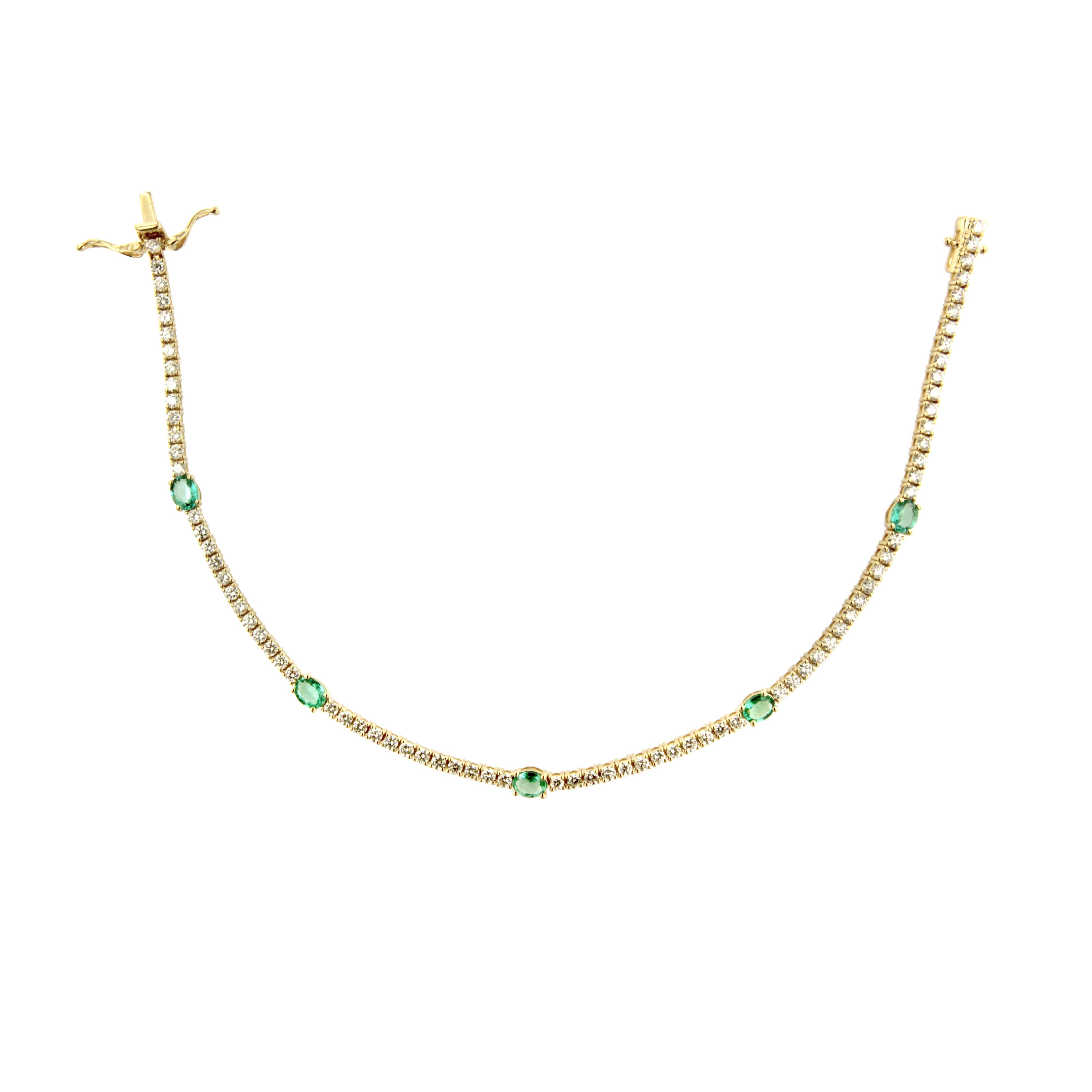 Diamond Green Emerald Tennis Bracelet