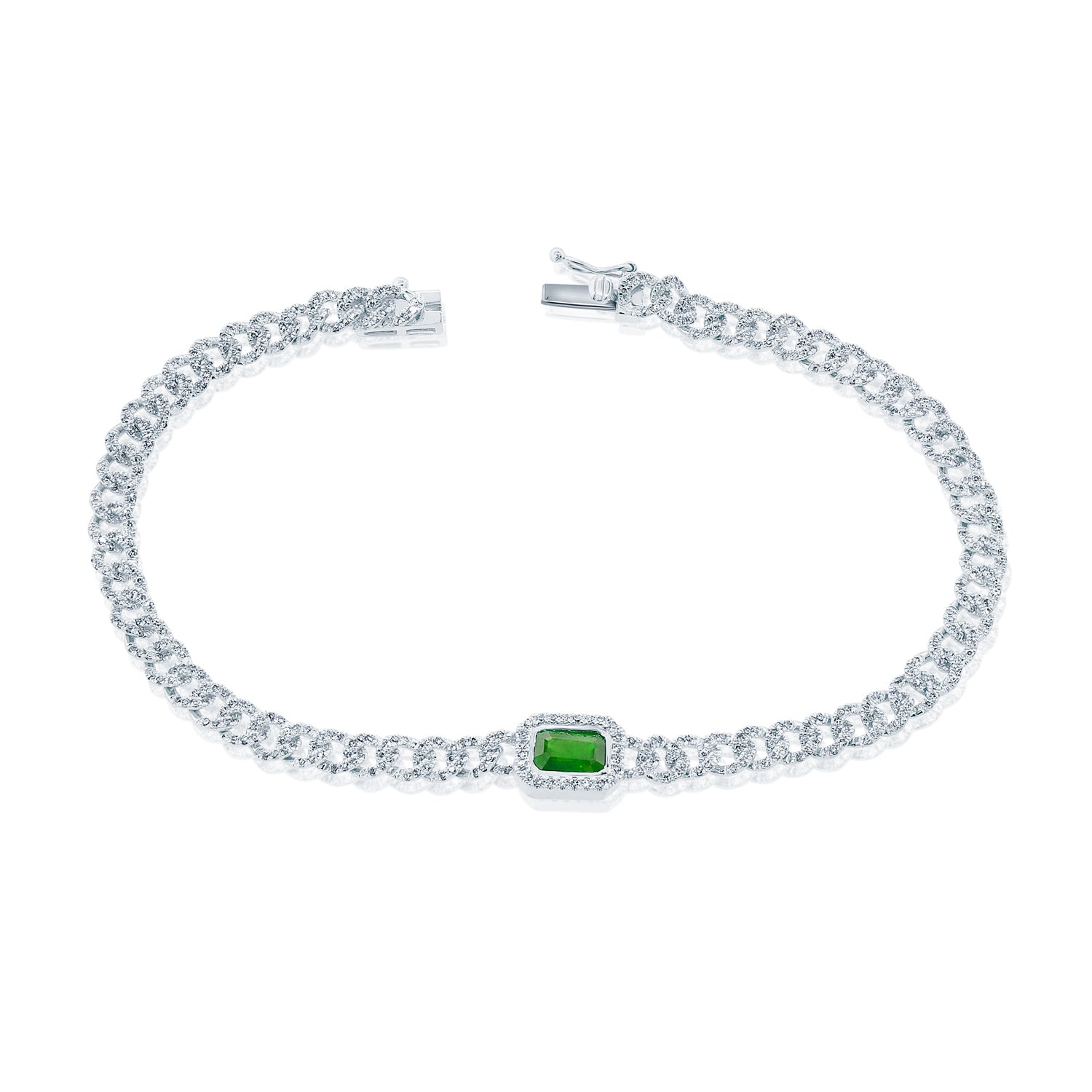 Diamond Green Emerald Link Bracelet