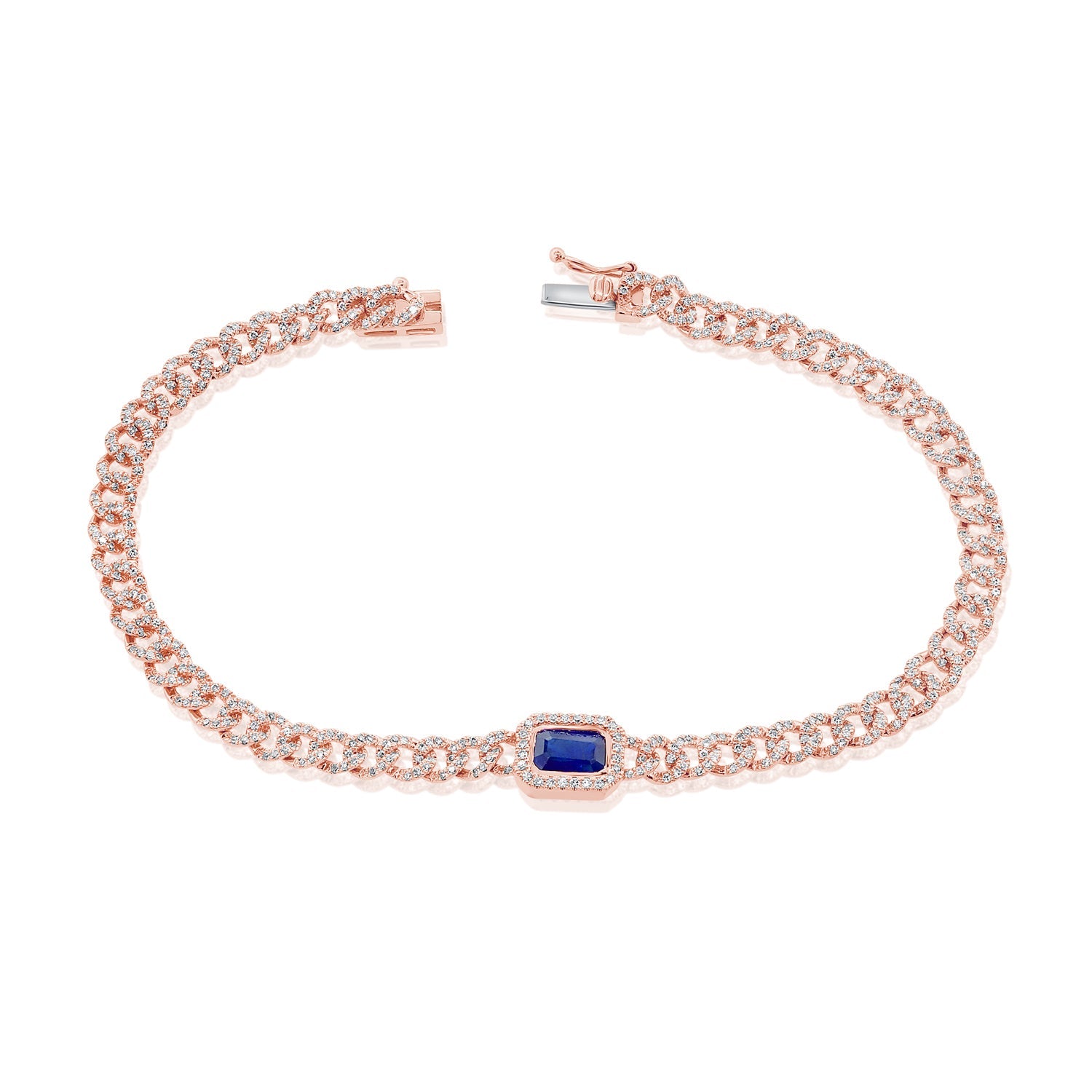 Diamond Blue Sapphire Link Bracelet