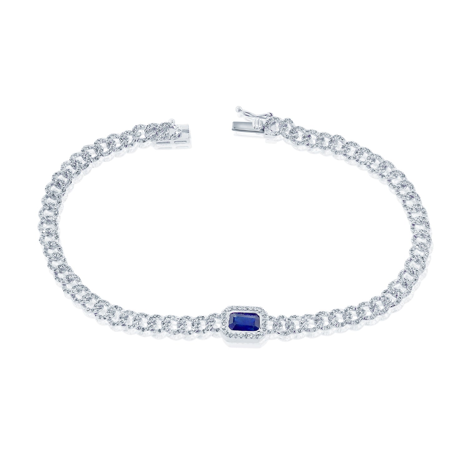 Diamond Blue Sapphire Link Bracelet