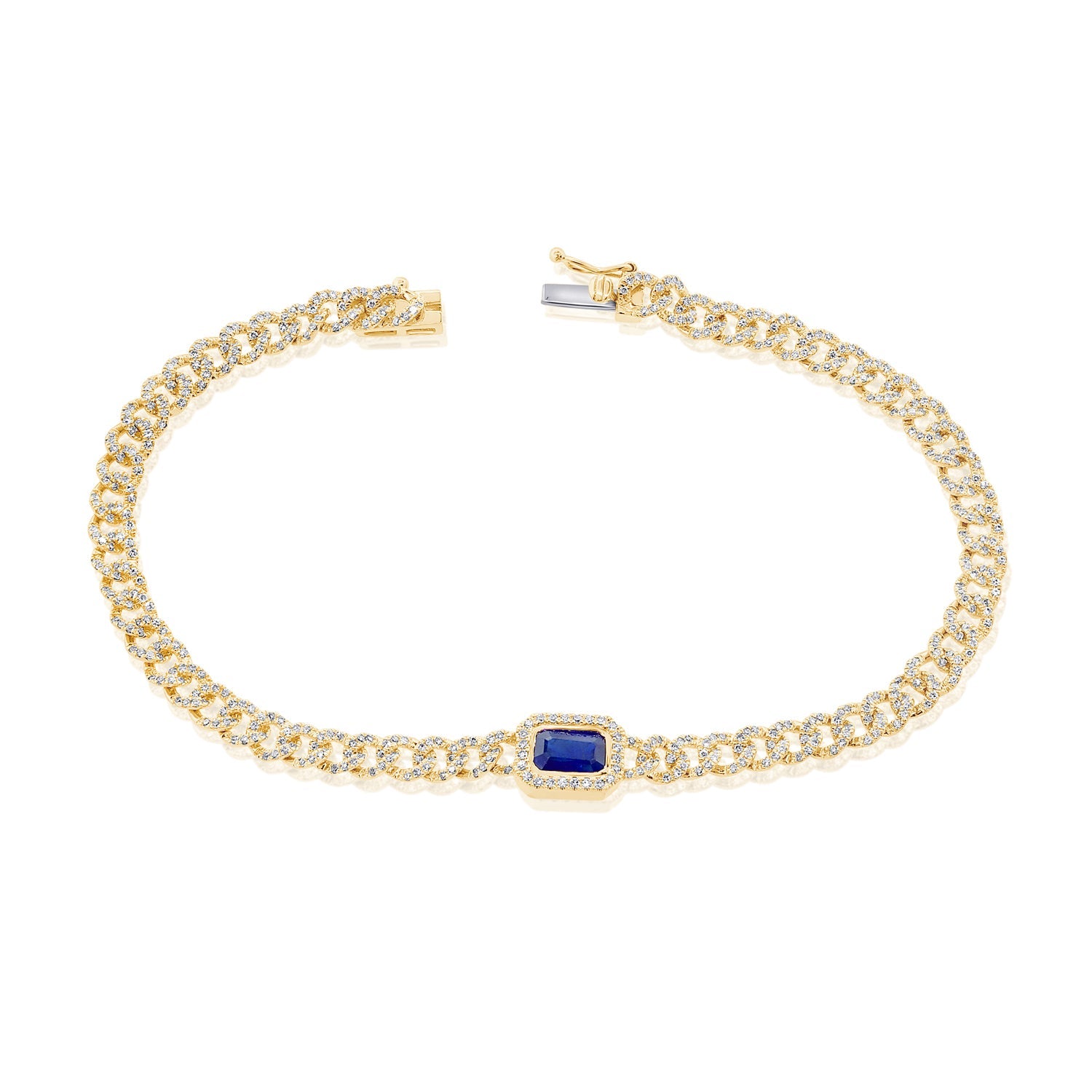Diamond Blue Sapphire Link Bracelet