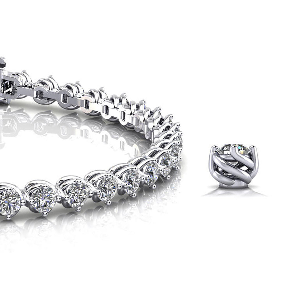 Diamond Tennis Bracelet With Waved Prong Setting