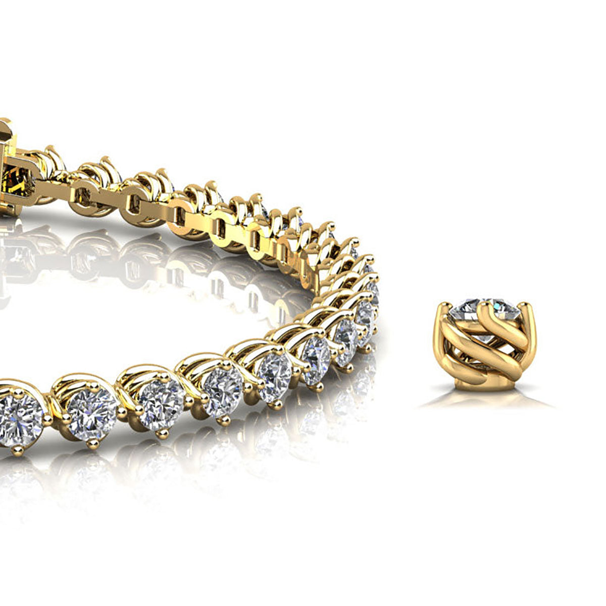 Diamond Tennis Bracelet With Waved Prong Setting
