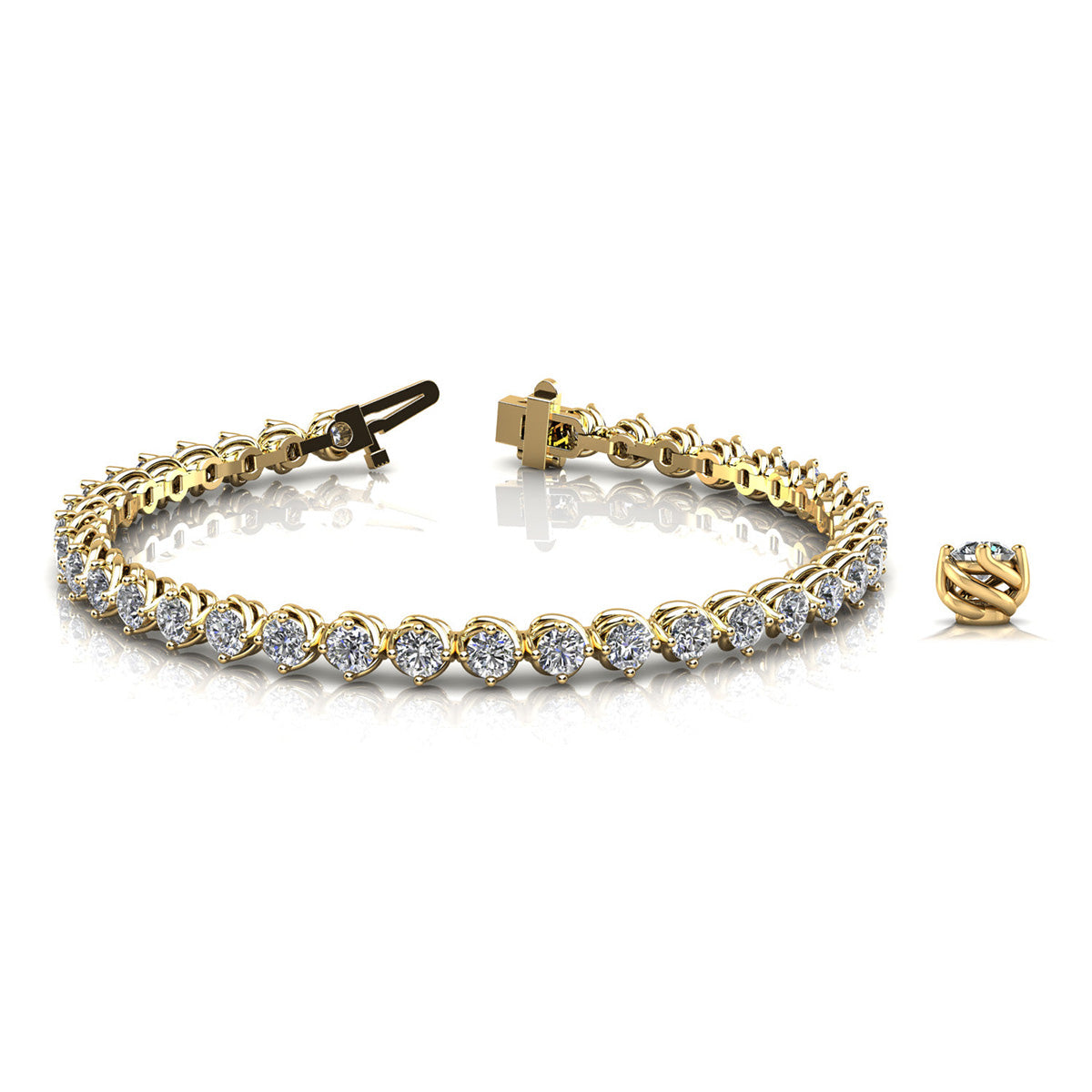 Diamond Tennis Bracelet With Waved Prong Setting