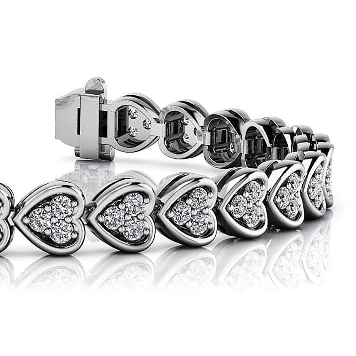 Triple Diamond Love Heart Bracelet