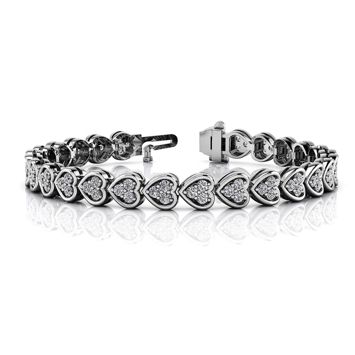 Triple Diamond Love Heart Bracelet