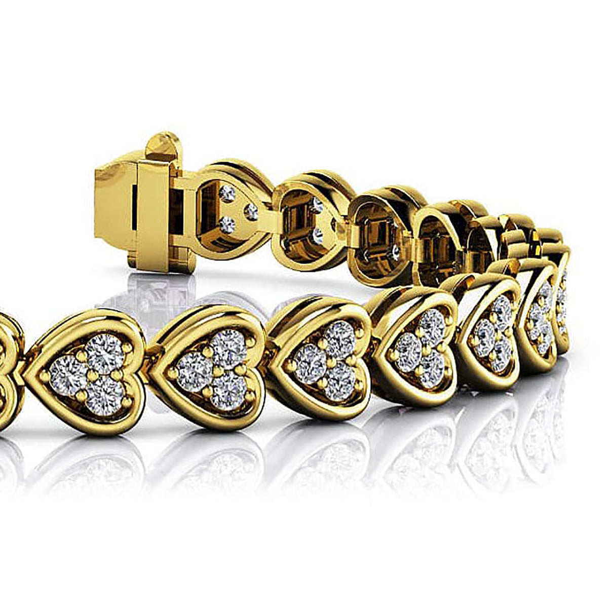 Triple Diamond Love Heart Bracelet