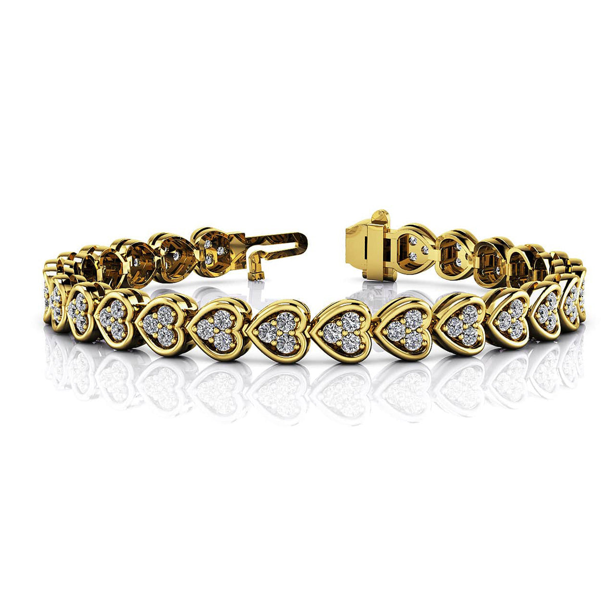 Triple Diamond Love Heart Bracelet