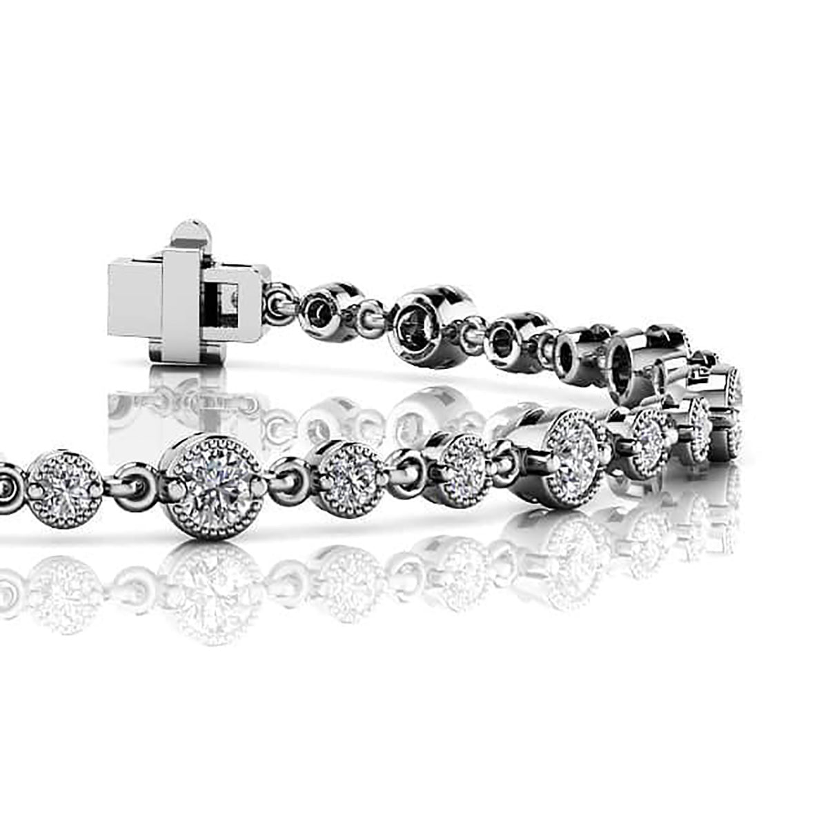 Milgrain Chain Link Diamond Bracelet