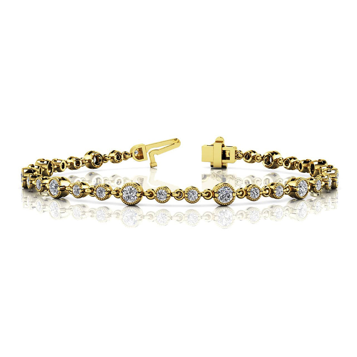 Milgrain Chain Link Diamond Bracelet