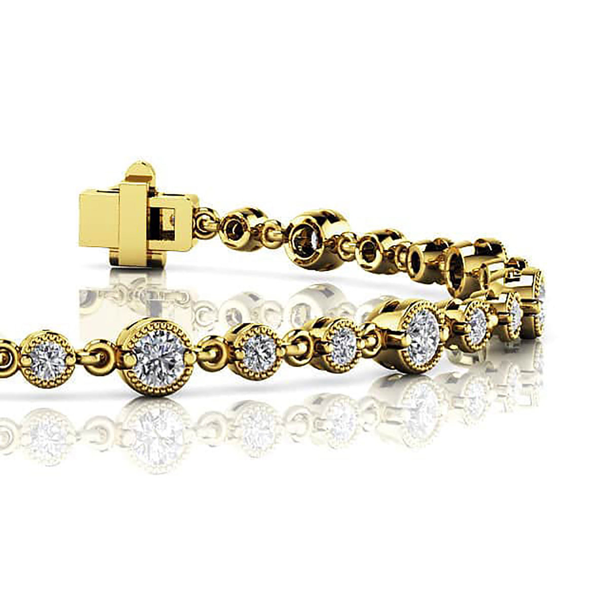Milgrain Chain Link Diamond Bracelet