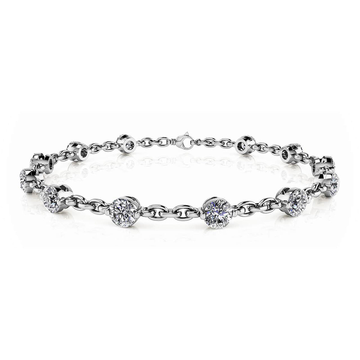 Sparkling Diamond And Chain Link Bracelet