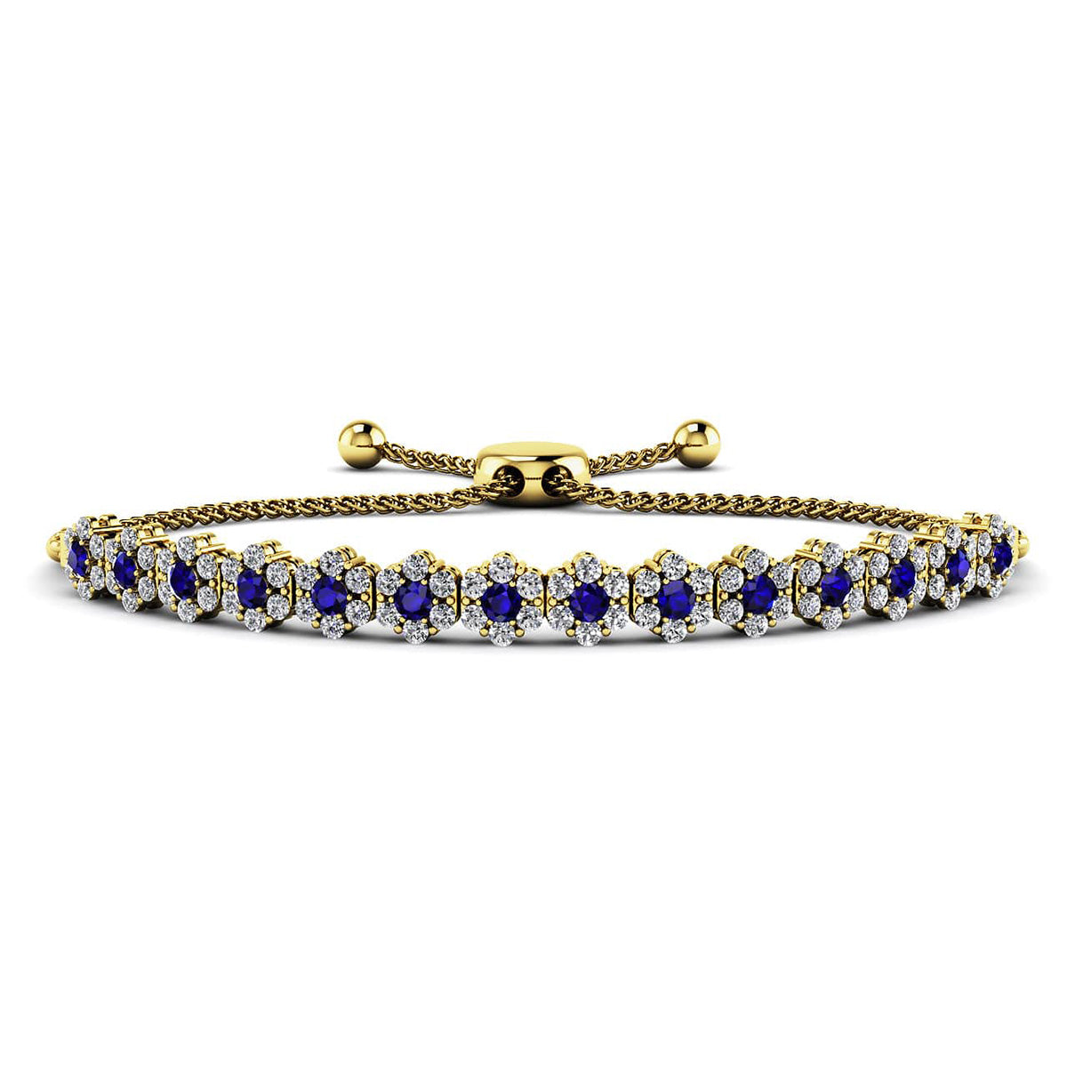 Fleur Gemstone And Diamond Adjustable Bracelet