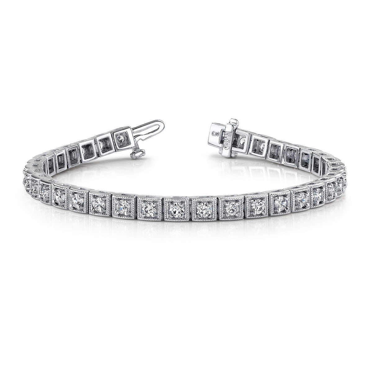 Antique Square Link Diamond Bracelet