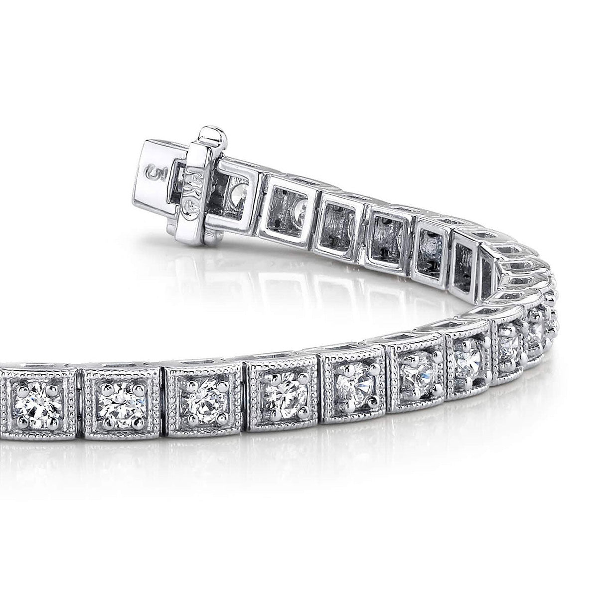 Antique Square Link Diamond Bracelet