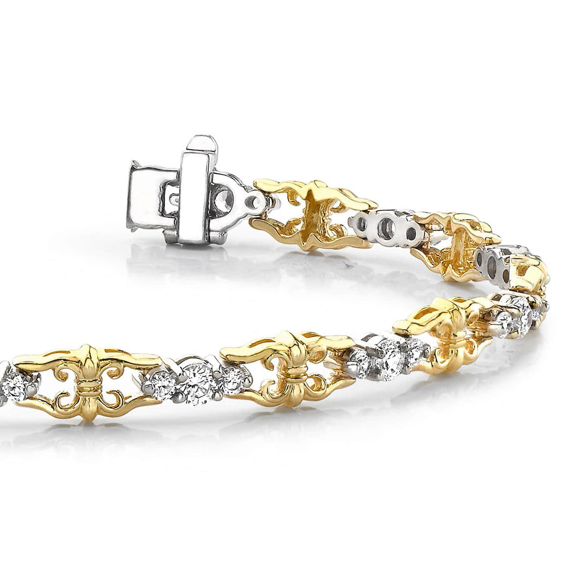 Three Across Crown Link Diamond Bracelet