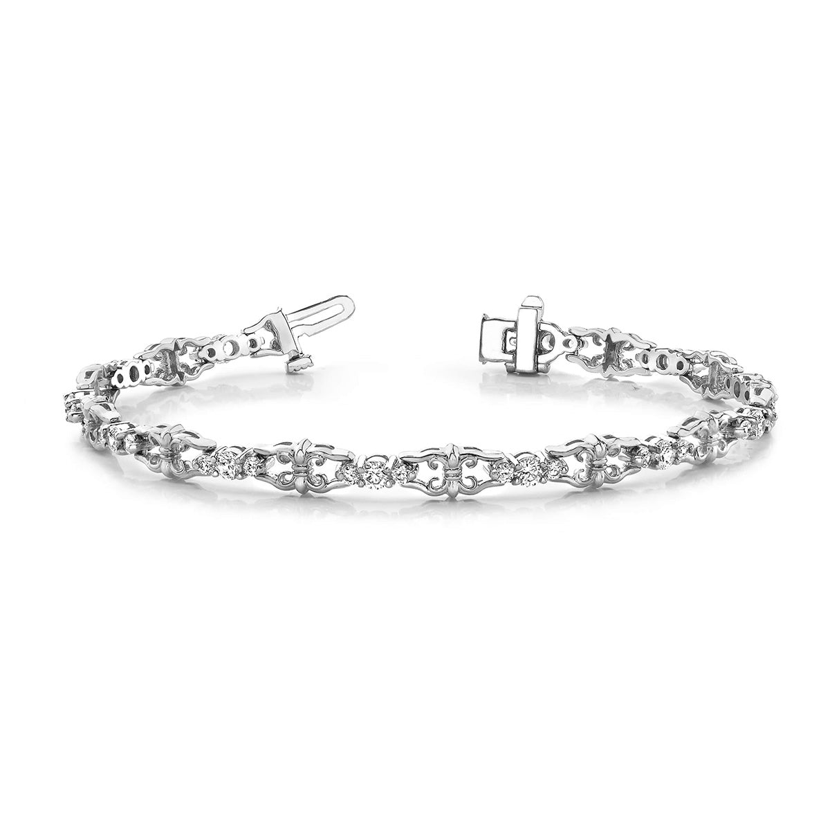 Three Across Crown Link Diamond Bracelet