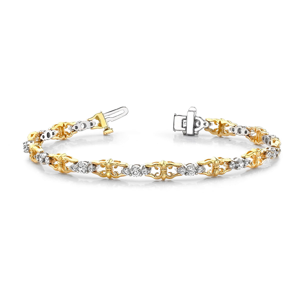 Three Across Crown Link Diamond Bracelet
