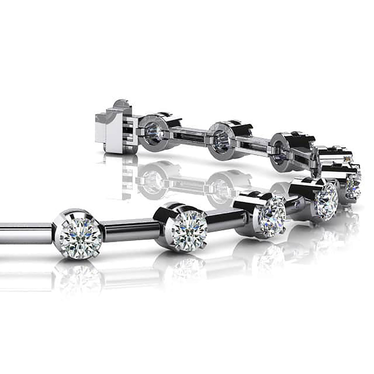 Column Link Round Diamond Bracelet