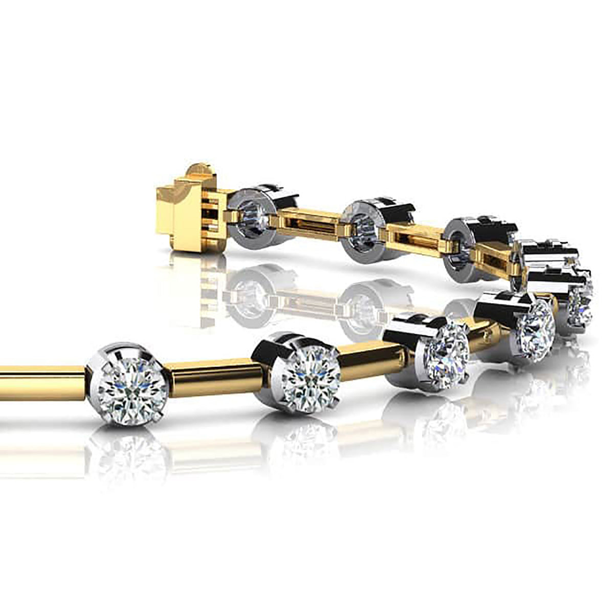 Column Link Round Diamond Bracelet