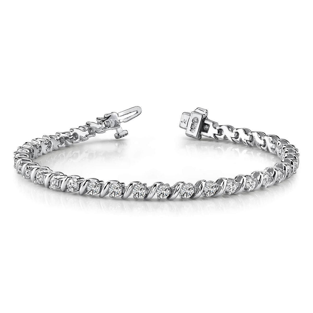 Wavy Hood Link Diamond Tennis Bracelet