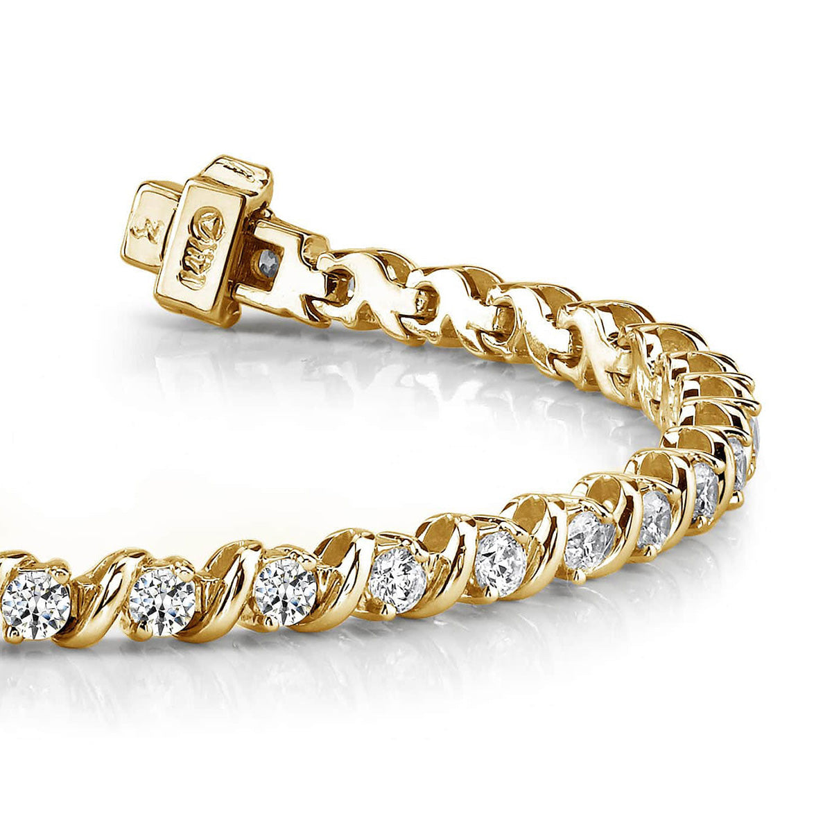 Wavy Hood Link Diamond Tennis Bracelet