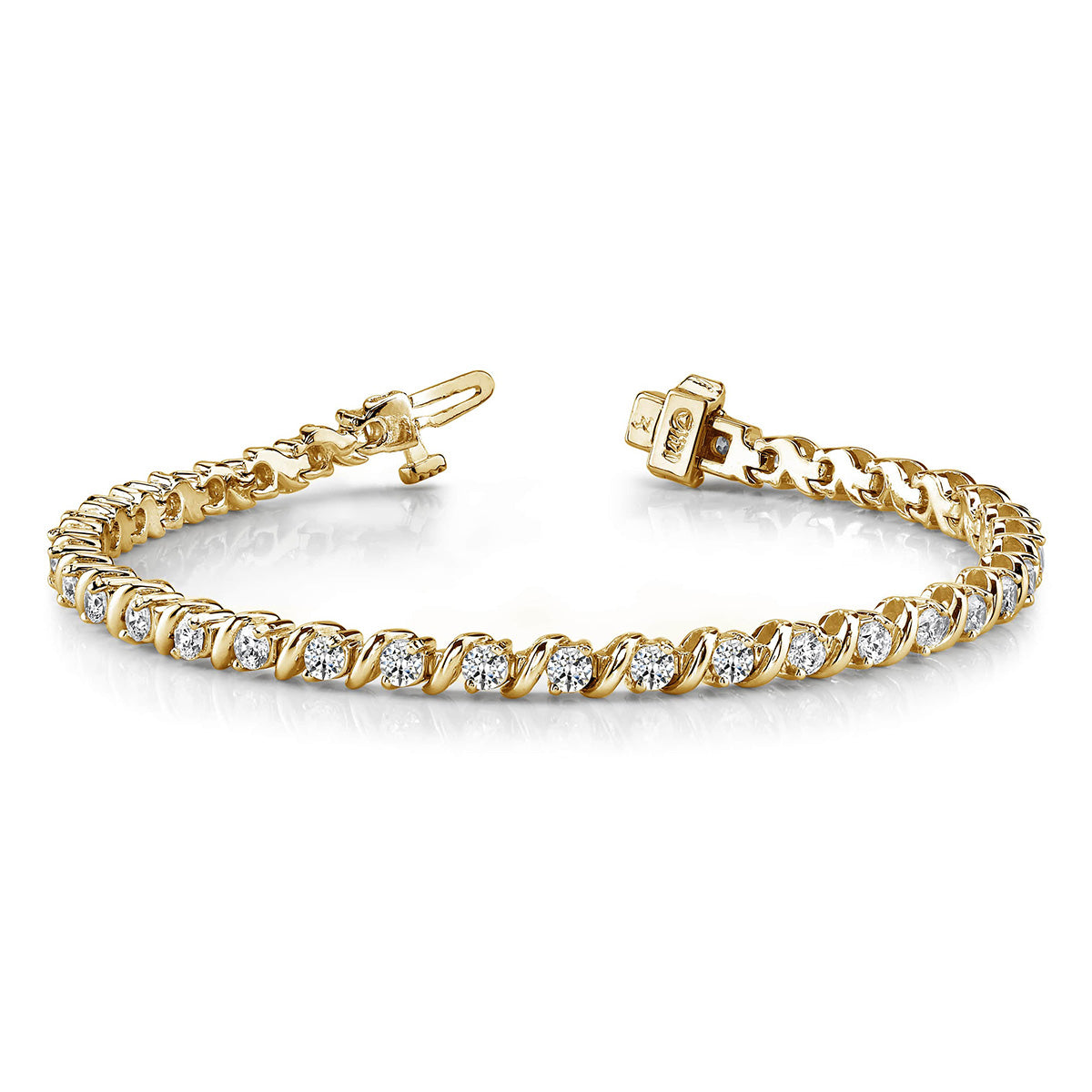 Wavy Hood Link Diamond Tennis Bracelet