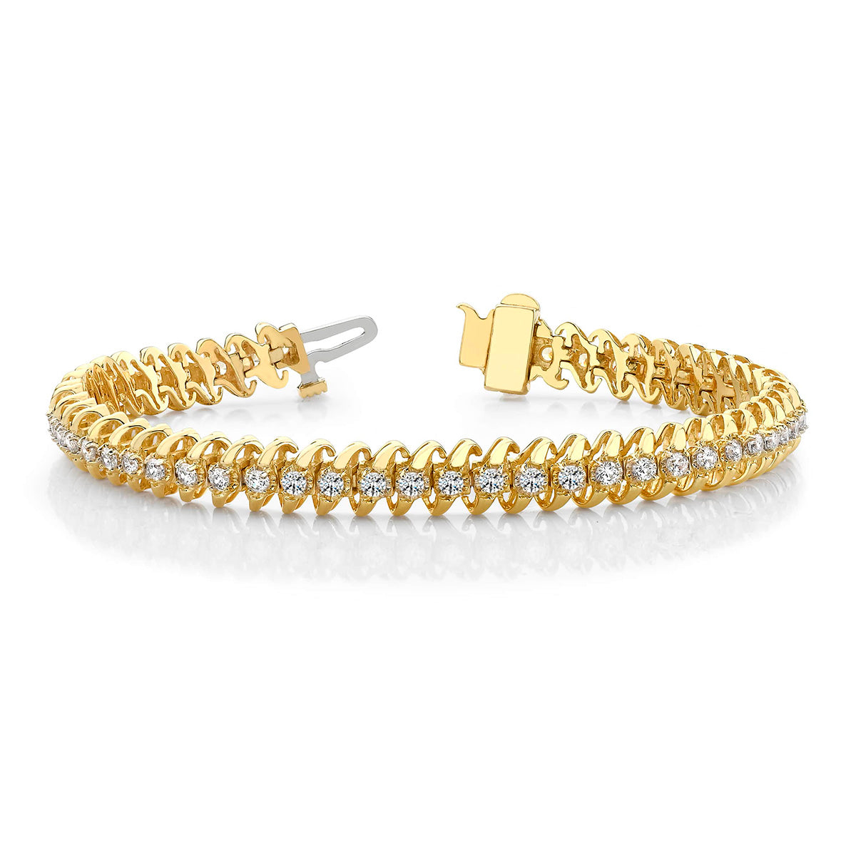 Slanted Spiral Illusion Diamond Tennis Bracelet