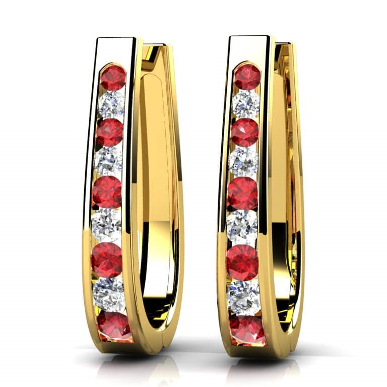 Oval Shaped Gemstone Diamond Drop Earrings