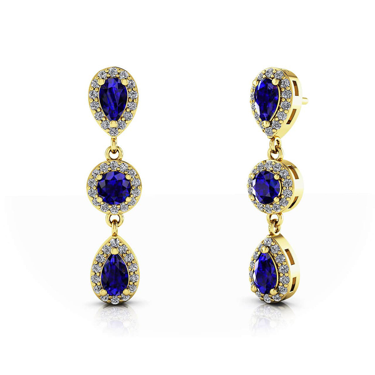 Luminous Pear And Round Diamond Gemstone Earrings