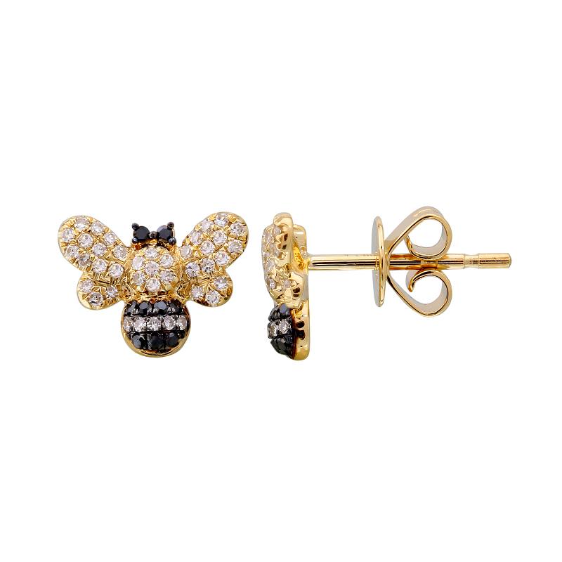 Diamond Bumble Bee Stud Earrings