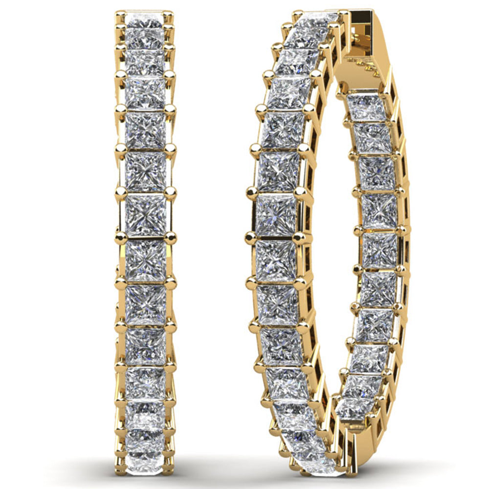 Princess Cut Diamond Hoop Earrings Medium