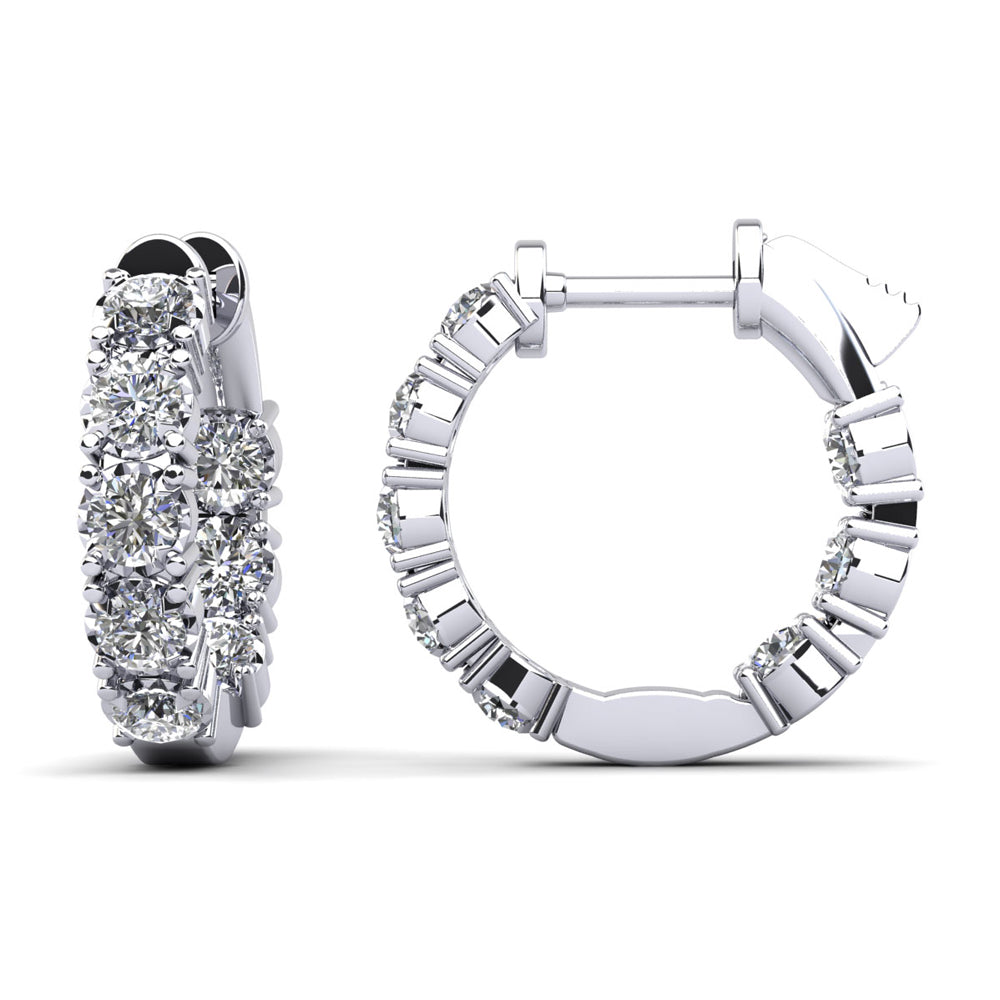 Diamond Crown Hoop Earrings Petite