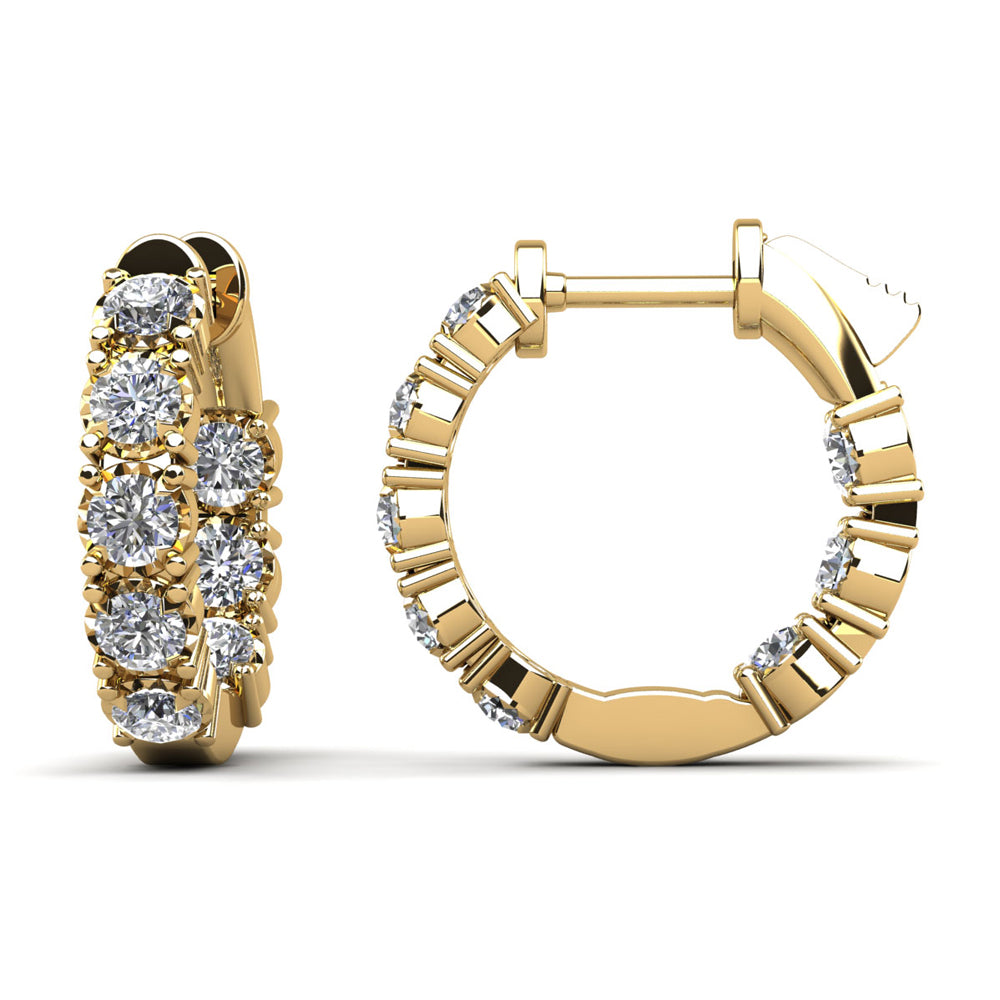 Diamond Crown Hoop Earrings Petite
