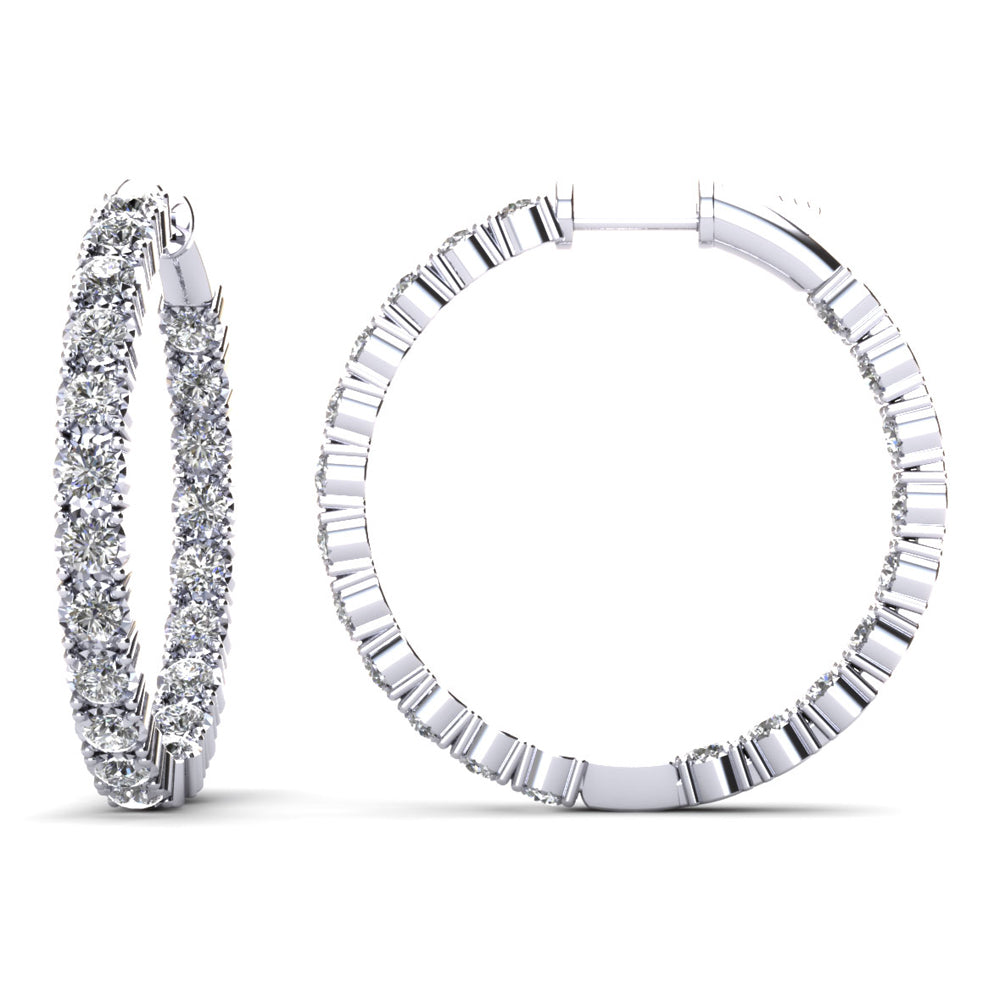 Diamond Crown Hoop Earrings Medium