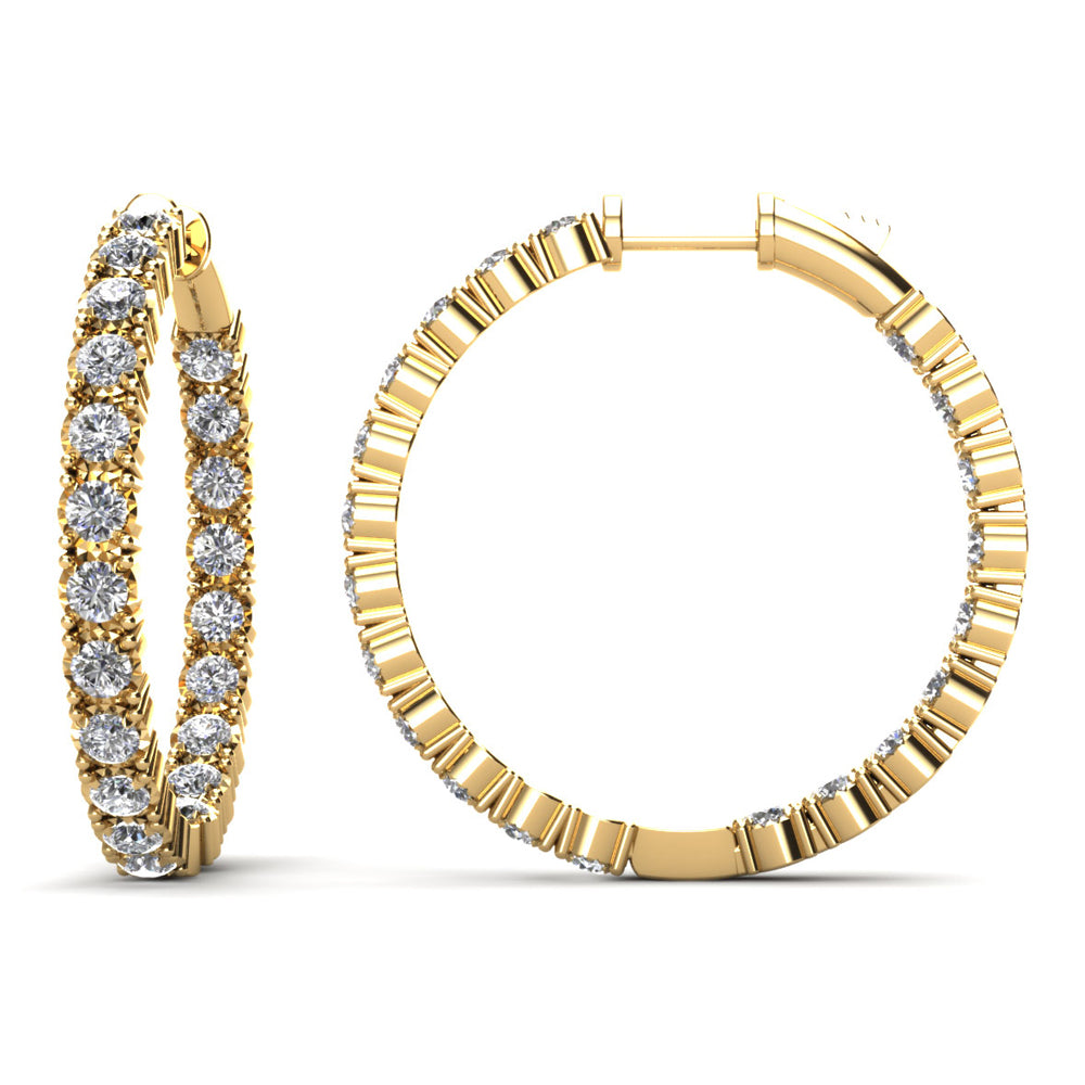 Diamond Crown Hoop Earrings Medium