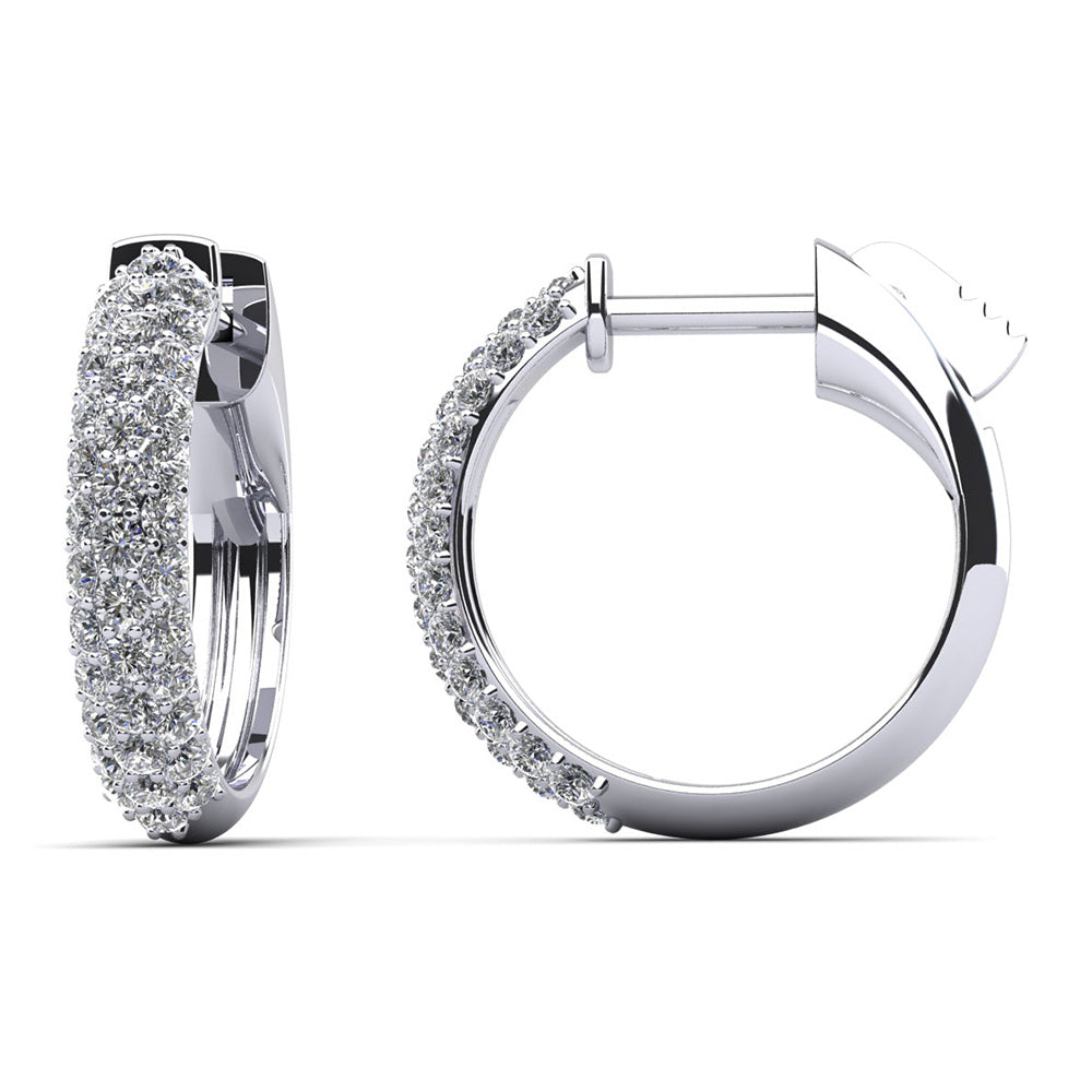 3 Rows Brilliant Cut Huggie Diamond Hoops Earrings
