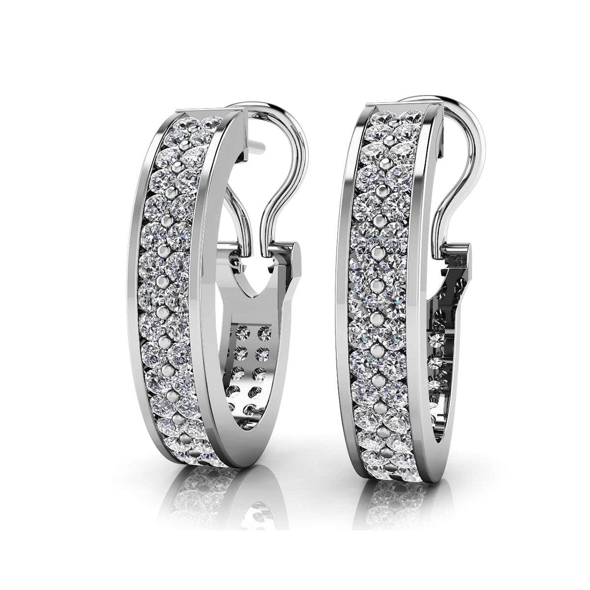 Double Diamond Oval Hoop Earrings