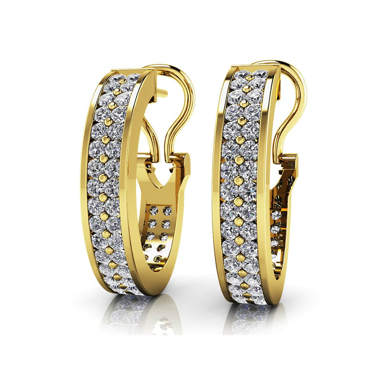 Double Diamond Oval Hoop Earrings